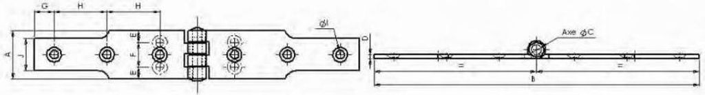 Scharnier 1014 MONIN - verzinkter bichromatischer Stahl - 45 x 275 mm - 427230