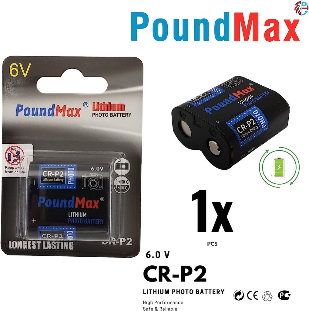 1x PoundMax 2CR-P2 6V Lithium Batterien Fotobatterie hohe Produktbild 