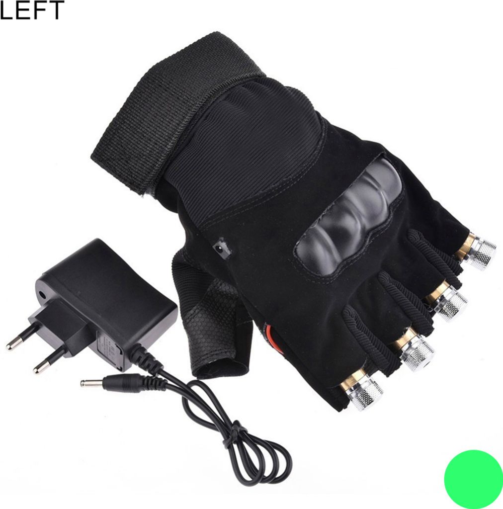 1 Stück links/rechts rot/grün Laser-Lichthandschuh Tanzen Bühnenshow DJ Club Prop-Grüner EU-Stecker links