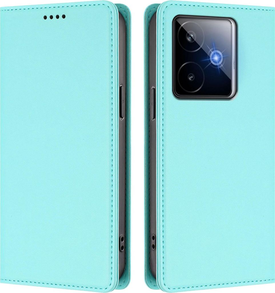 Handyhülle für Realme GT 7, Kunstleder Klapphülle Stoßfeste Magnetische Hülle mit Ständer Türkis