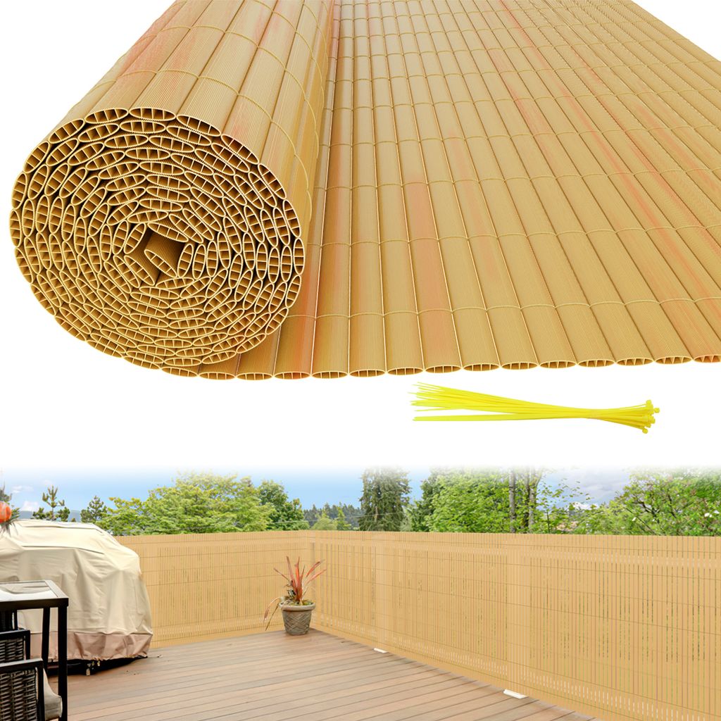 Jopassy PVC Sichtschutzzaun Sichtschutzmatte Gartenzaun Sichtschutz Windschutz für Balkon &Terrasse, Beige 80x400cm