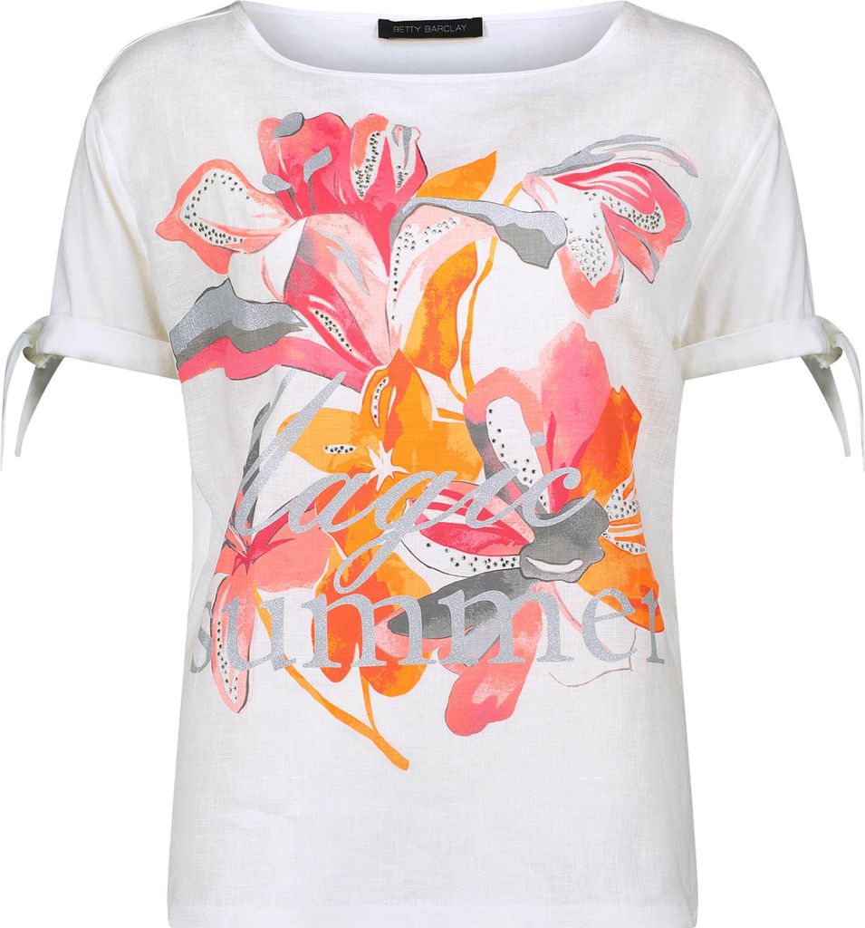 Betty Barclay Blusenshirt mit Floral-Muster, U-Boot-Ausschnitt, lässig, Halbarm, 64 cm