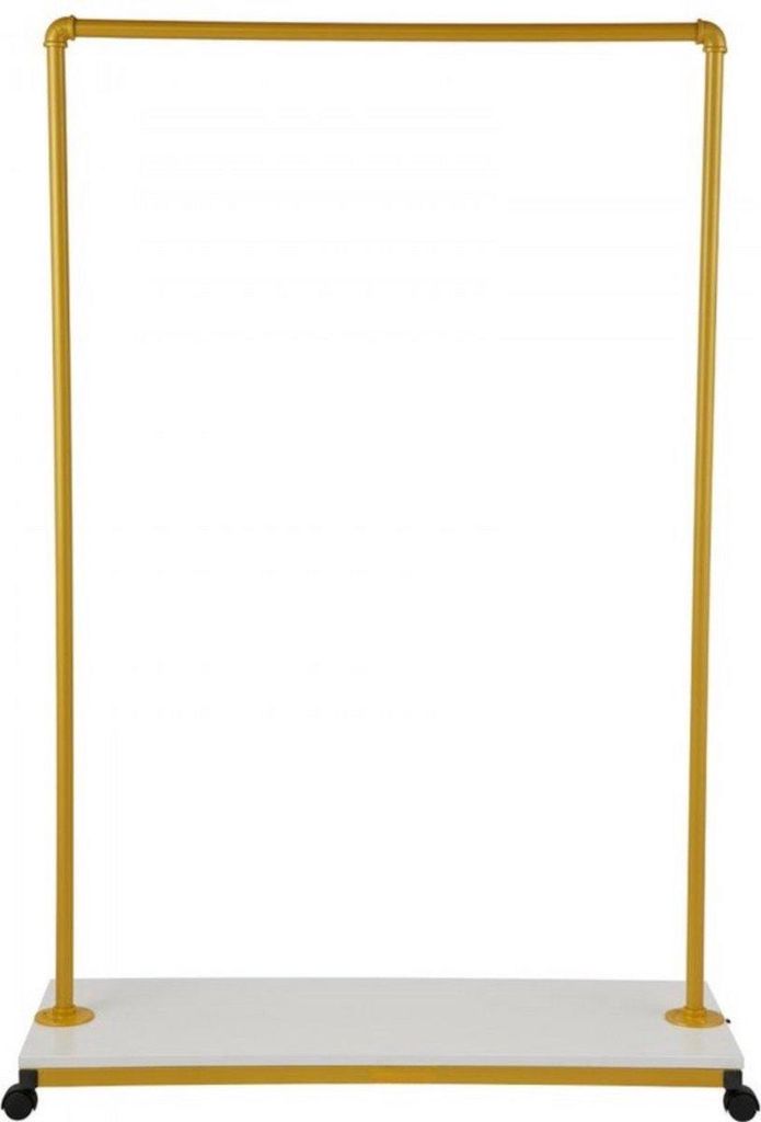 Mobiler Kleiderständer – Dressboy mit Kleiderstange & Rollen – Metall & MDF – Gold/Weiß – 100x36x150cm