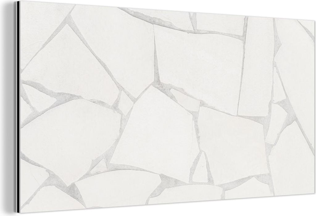 MuchoWow Wanddekoration Metall Metallbild Wandkunst 120x60 cm Struktur - Stein - Weiß - Grau MuchoWow Aluminium Gemälde - Metalbilder
