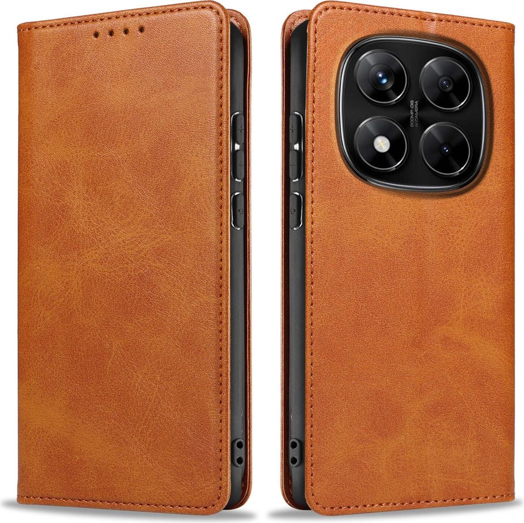 Handyhülle für Xiaomi Redmi Note 14 Pro Kunstleder Flip Cover Hülle Handytasche Case Kartenfach Farbe: Hellbraun