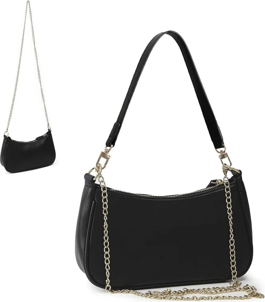 Sac à main cuir polyuréthane noir compact format mini avec bandoulière