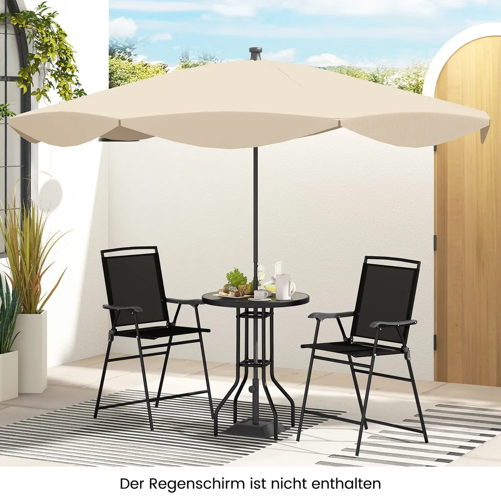 Ensemble Table de Balcon et 2 Chaises Pliantes pour Petits Espaces Noir - 2