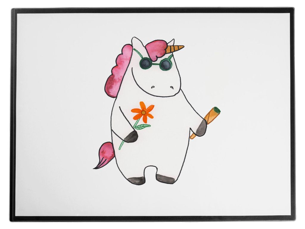 Mr. & Mrs. Panda Schreibunterlage Einhorn Woodstock - Weiß - Geschenk, schreibtischauflagen, schreibtischunterlagen, tischmatten, Unicorn, schreib...