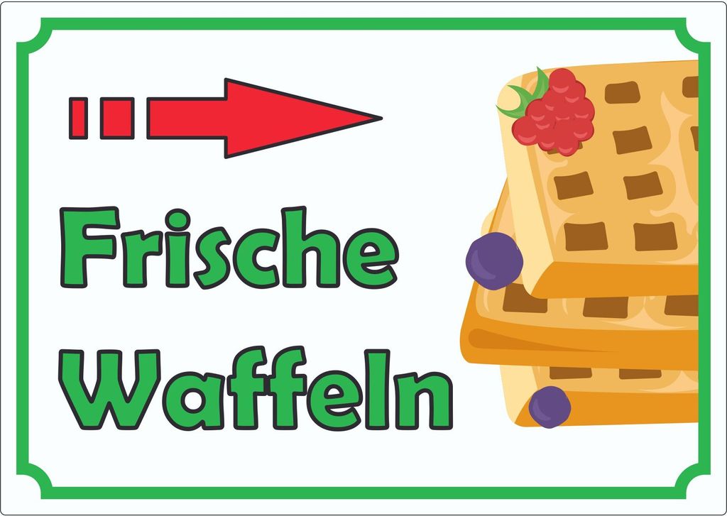 Frische Waffeln Aufkleber mit Pfeil rechts A1 (594x841mm)