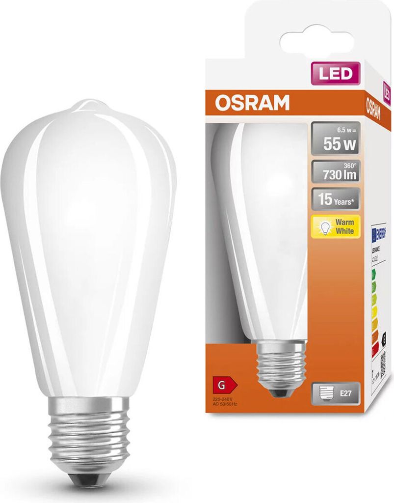 Osram LED Leuchtmittel Star Classic Edison ST64 7W = 60W E27 matt 806lm FS warmweiß 2700K