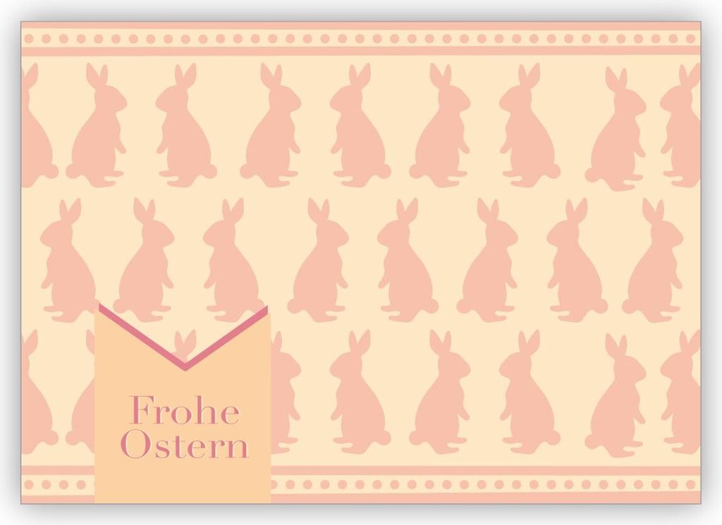 Schicke Retro Vintage Osterkarte mit Scherenschnitt Hasen: Frohe Ostern in vanille