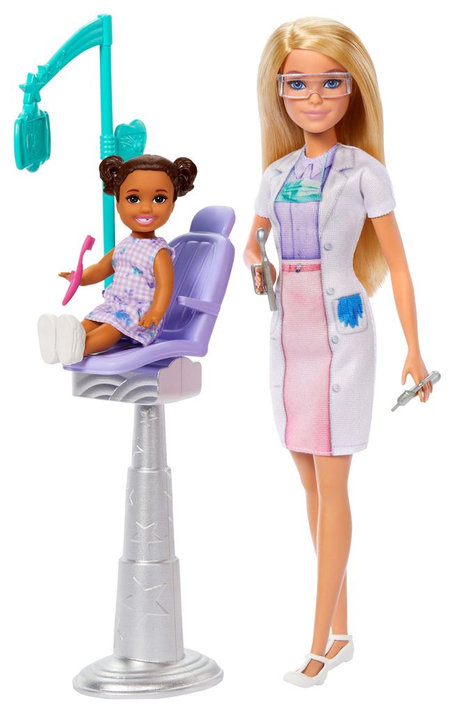 Barbie Zahnärztin-Puppe (mit 1 Kinderpuppe und Accessoires) Produktbild 