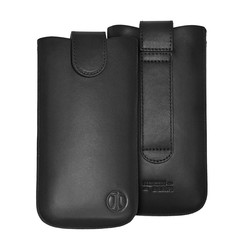 JT Berlin SlimCase Tasche (Flip) Smartphone - Schwarz - Echtes Leder Body - MicroFiber Interior Material - Staubfest, Kratzfest, Schmutzabweisend