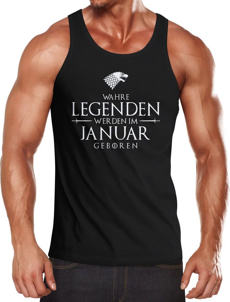 Herren Tanktop Wahre Legenden werden im Januar geboren Fun-Shirt Moonworks schwarz M