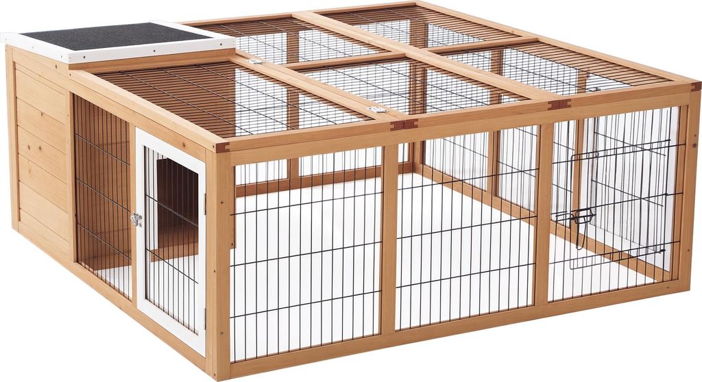 PawHut Kaninchenstall Kleintiergehege mit aufklappbarem Produktbild 