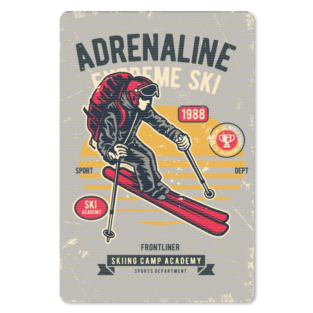 MuchoWow Mauspad Mousepad Ski - Sport - Vintage - Grau 18x27 cm - Mousepads - Maus Mat - Pad - Mausunterlage