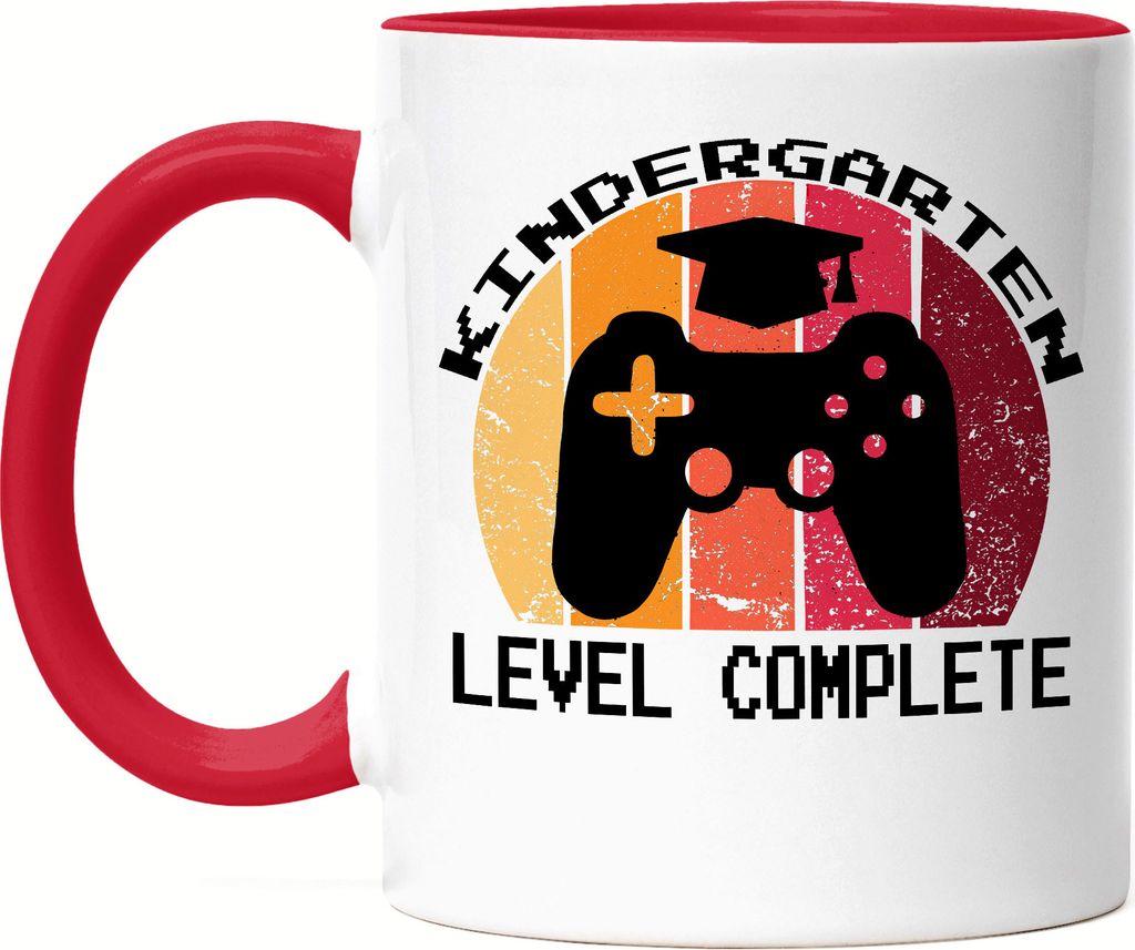 Kindergarten Level Complete Tasse Rot Einschulung 1. Klasse Geschenkidee Grundschule Zocker Gaming