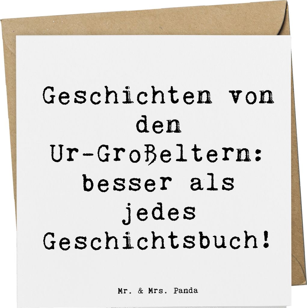 Mr. & Mrs. Panda Grußkarte Spruch Ur-Großeltern Geschichten - Weiß - Geschenk, handgemacht, Familie Verwandte, Klappkarte, Glückwunschkarte, do...
