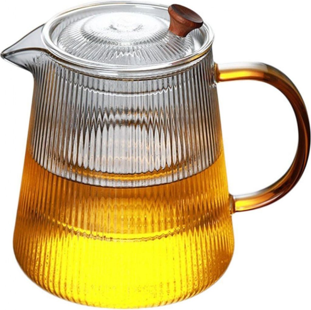 Teekanne gestreiftes Glas verdickter hitzebeständiger (1000ml) 1 Stück