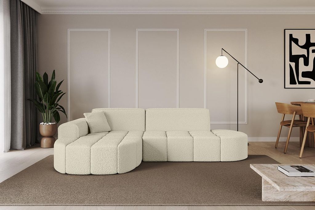 ALTDECOR Ecksofa in L-Form Livo-L1 - 252x173x79,5 cm Beige - Corner Sofa Bett Eckcouch Couch Wohnlandschaft Cauchsofa