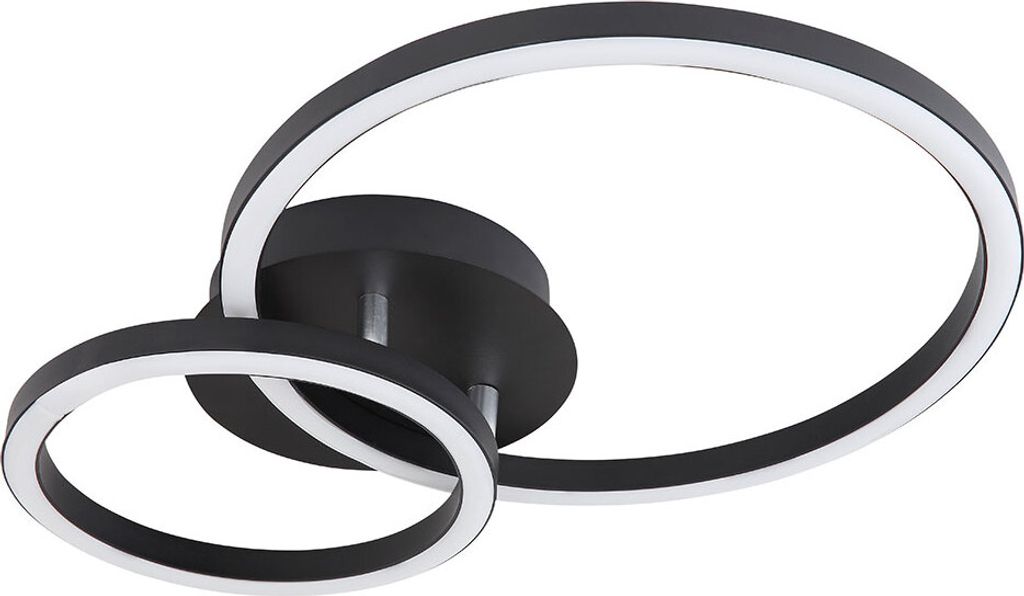 LED Deckenlampe, Kreisform, schwarz, opal, L 42 cm