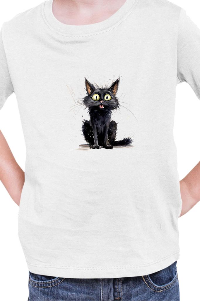 Kinder T-Shirt Funny Cats Breeds Mandalay Cat 025, 9-11 Jahr - 140 / Weiß
