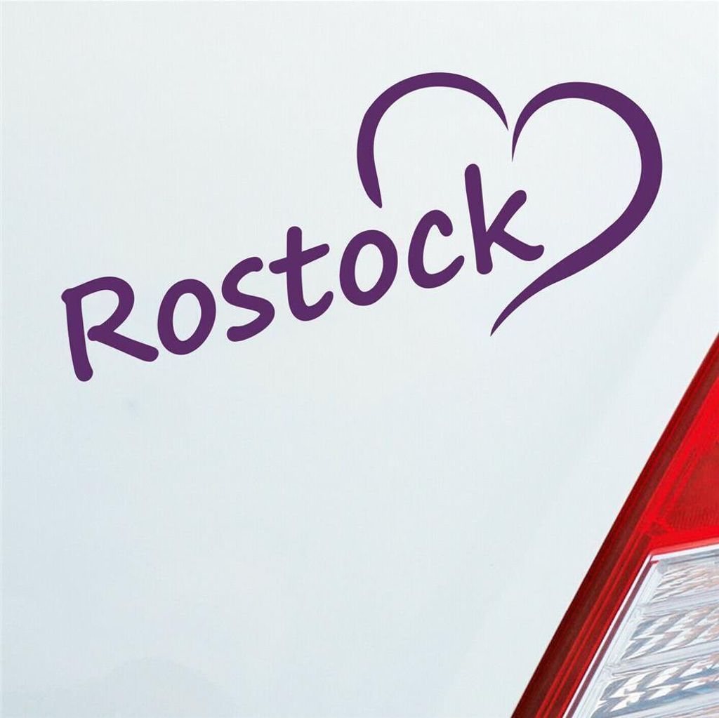 Auto Aufkleber Rostock Herz Stadt City Love Liebe Heimat 18,5x8 cm Lila Sticker Heckscheibenaufkleber