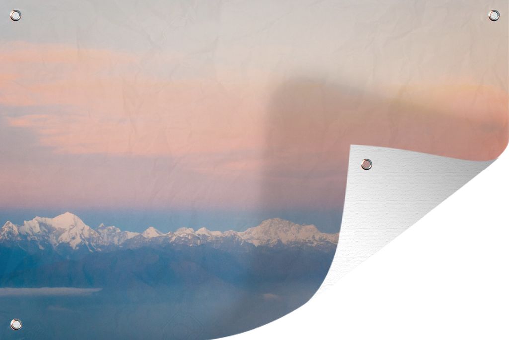 MuchoWow 90x60 cm Outdoor-Poster Gartendeko Sichtschutz Garten Poster für den Garten Friedlicher rosa Himmel über dem Himalaya