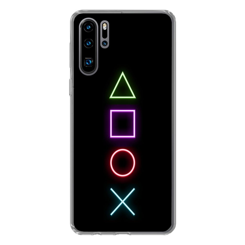 MuchoWow Handyhülle Schutzhülle Hülle für Huawei P30 Pro Gaming - Neon - Konsole - Schwarz - Controller - Gaming Silikon Softcase Handy Hüll...