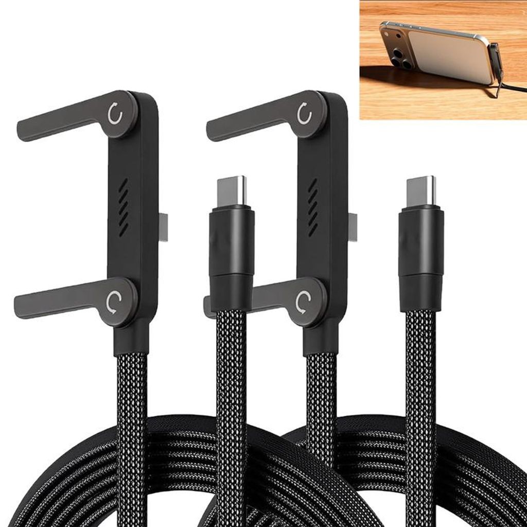 2er Set USB C Kabel 240W mit Ständer, 90° Winkel Produktbild 