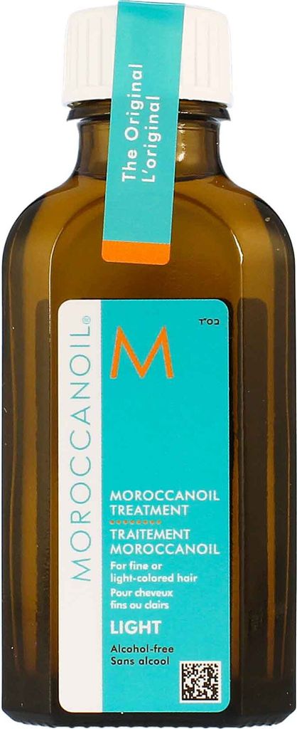 A bottle of Moroccanoil Treatment Light hair product.