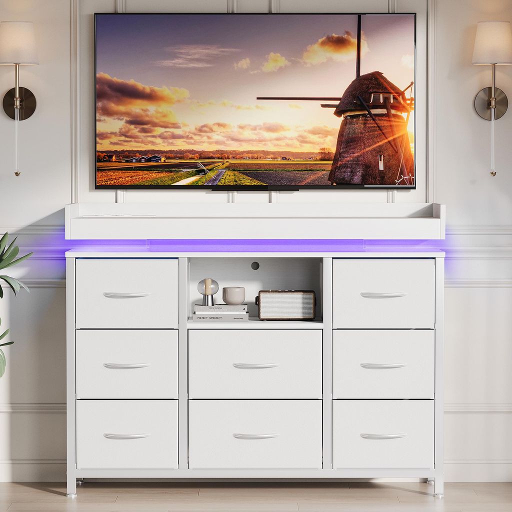 Komoda Moonbite RGB LED 108 cm z 8 szufladami z tkaniny i Zdjęcie produktu 