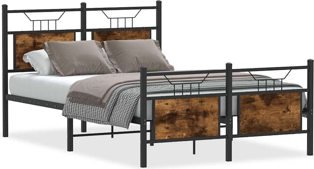 vidaXL Bettgestell ohne Matratze Räuchereiche 120x200 cm Holzwerkstoff