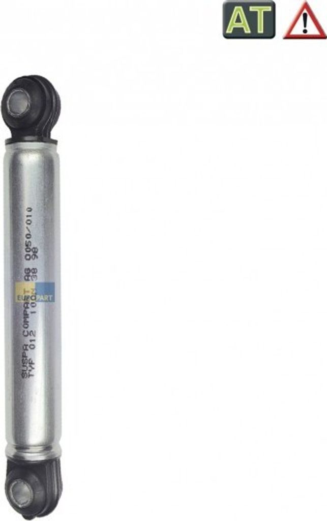 A silver shock absorber with black ends.