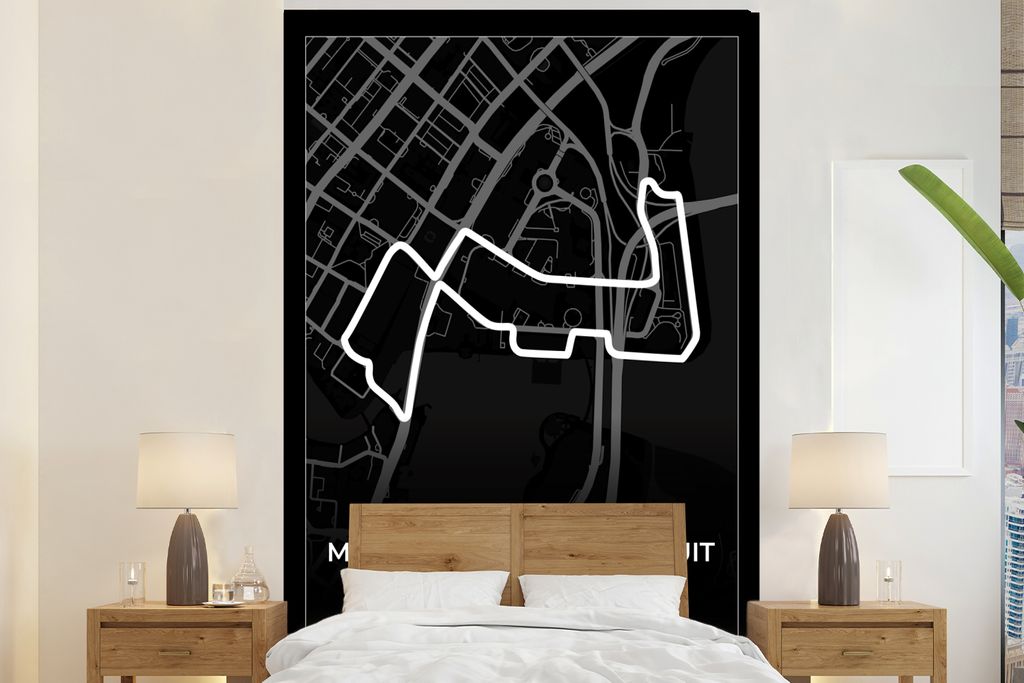 MuchoWow Fototapete für Wohnzimmer oder Schlafzimmer Wandtapete Vinyl Motivtapete Rennsport - Sport - Rennstrecke - Singapur - Marina Bay Street...