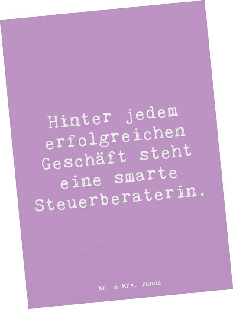 Mr. & Mrs. Panda Postkarte Spruch Steuerberaterin Erfolg - Lavendeltraum - Geschenk, Danke, Berufe, Einzigartig, Handgefertigt, Fotokarte, kreative...