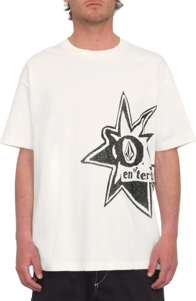 Volcom V Ent Stone Burst SST Off White L - T-shirt Artistique Blanc