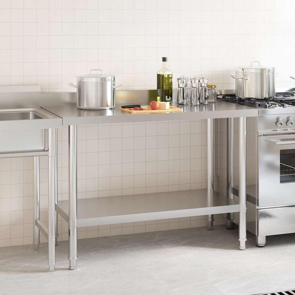 vidaXL Table de travail de cuisine avec rebord 120 x 60 x Image du produit 
