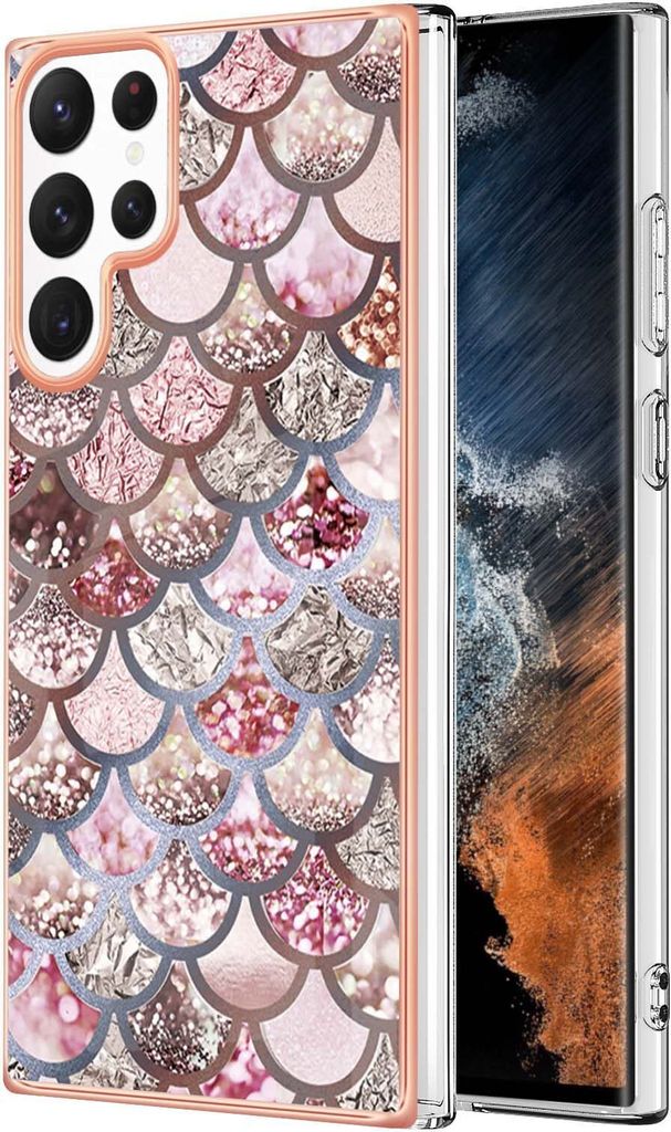 Galaxy S22 Ultra 5G Hülle, Muster Handyhülle Anti-Shock Weich TPU Bumper Schutzhülle für Samsung Galaxy S22 Ultra 5G Pink