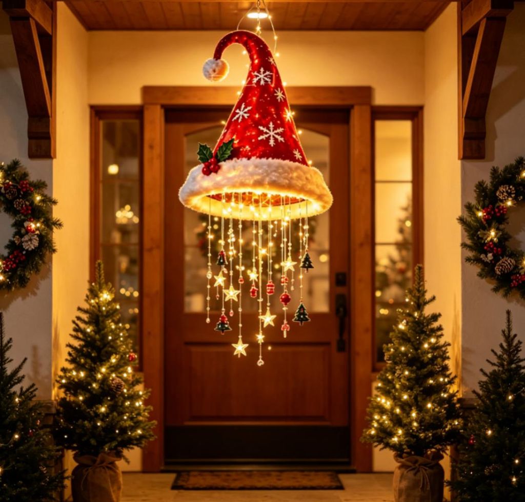 Beleuchtete Hängende,Hängeleuchte Weihnachtsmannmütze mit Produktbild 