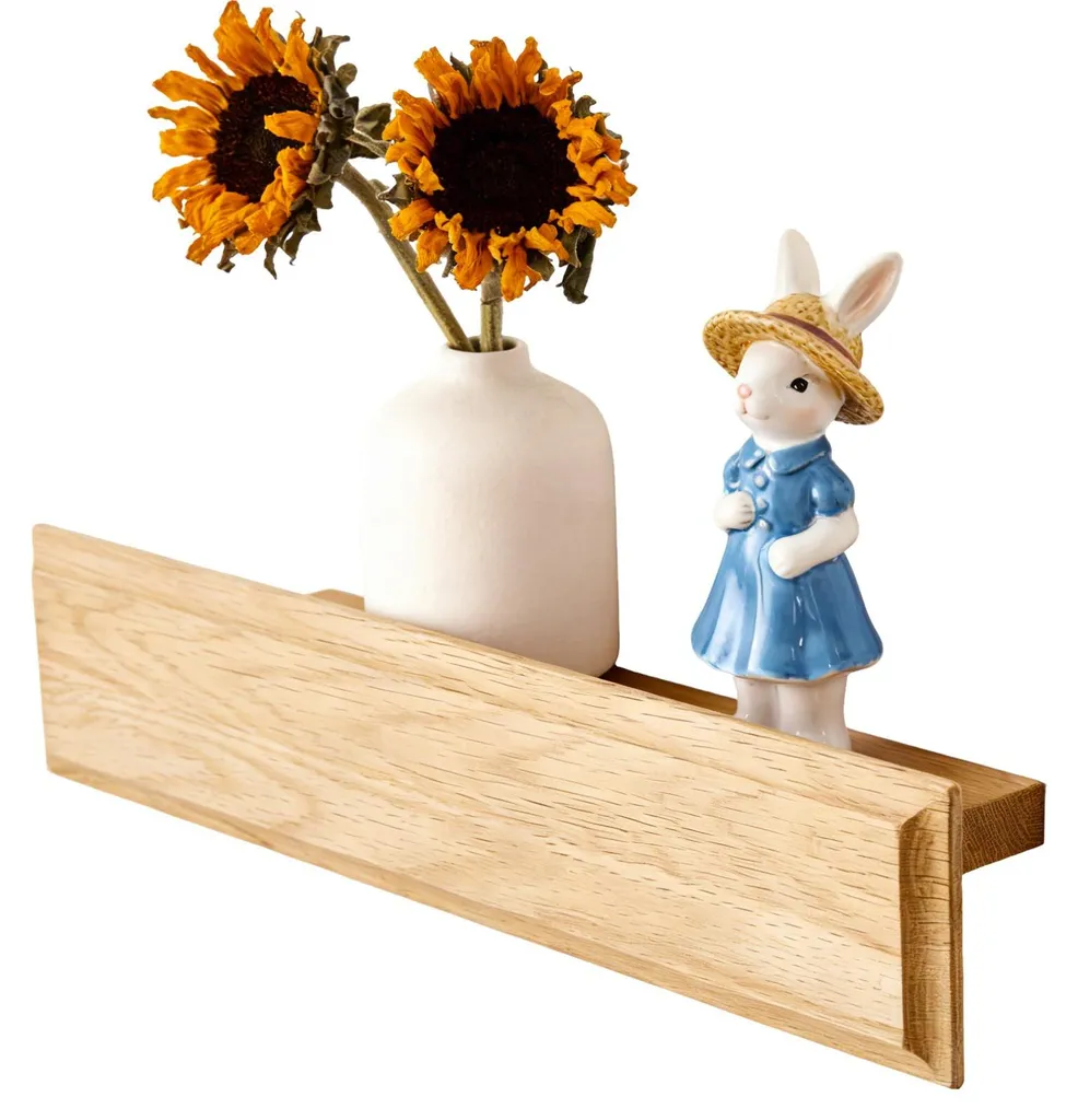Étagère suspendue chêne massif 30x8cm - Gain de place mural naturel