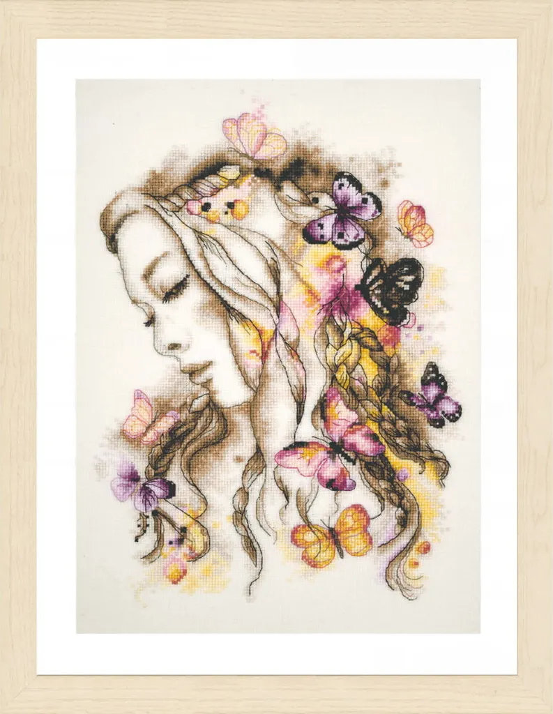 Kit Broderie Madame Butterfly Lanarte pour Déco Murale Romantique DIY