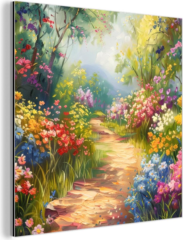 MuchoWow Wanddekoration Metall Metallbild Wandkunst 50x50 cm Natur - Landschaft - Blumen - Farbenfroh MuchoWow Aluminium Gemälde - Alubild - Indus...