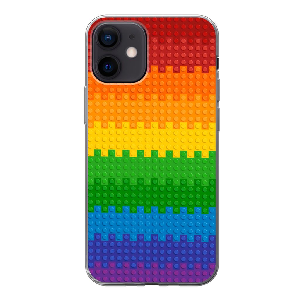 MuchoWow Handyhülle Schutzhülle Hülle für iPhone 12 Patoon - Regenbogen Silikon Softcase Handy Hülle - Schutzhülle