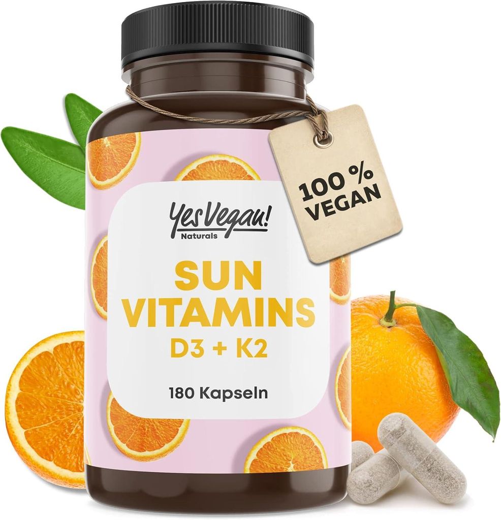 YesVegan® Vitamin D3 K2 Omega 3 5000 IE Depot 180 Kapseln - Produktbild 
