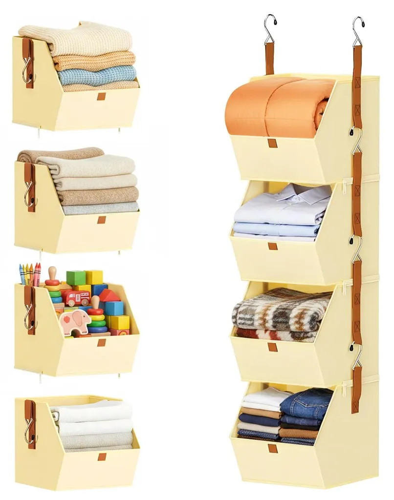 Étagère suspendue en tissu pliable pour rangement de dressing et jouets