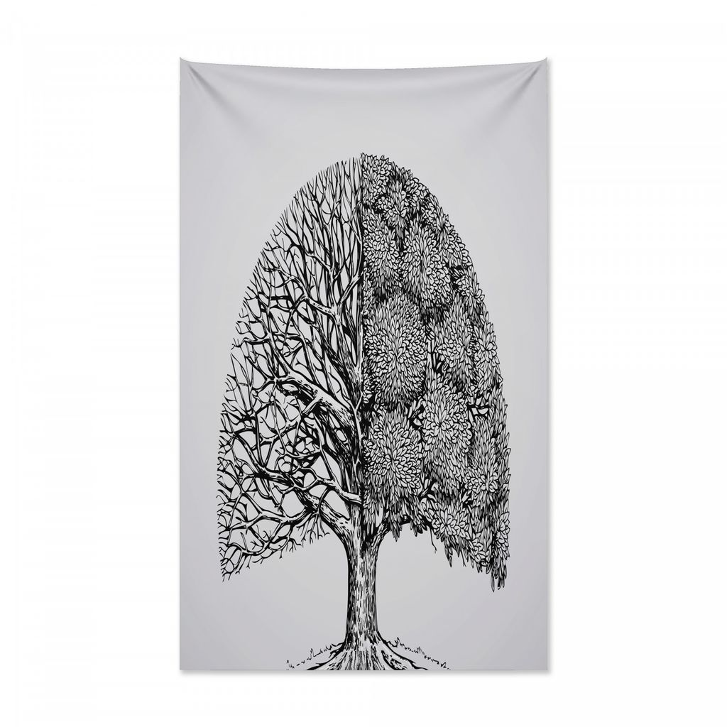 Abakuhaus Baum des Lebens Wandteppich und Tagesdecke, Rette den Planeten aus Weiches Mikrofaser Stoff Kein Verblassen Klare Farben Waschbar, 140 x ...