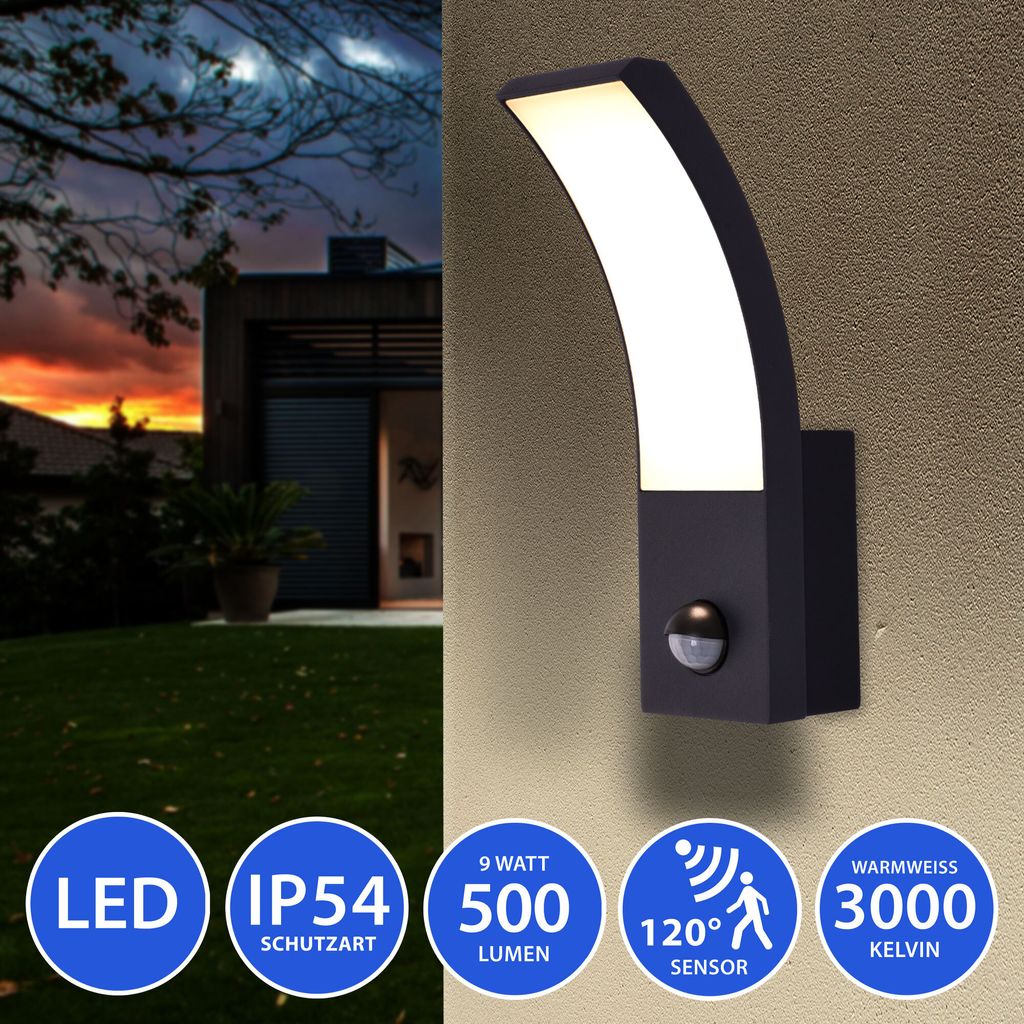 LED Aussenleuchte Wandleuchte mit Bewegungsmelder warmweiß Produktbild 