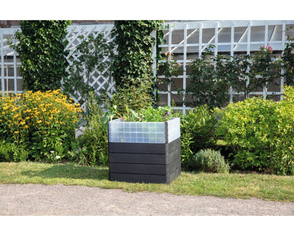 Hochbeet klassisch GARANTIA ERGO Quadro Turbo M 75 inkl. Flora-Wassersparsystem 80 x 60 x 75 cm wood anthrazit braun