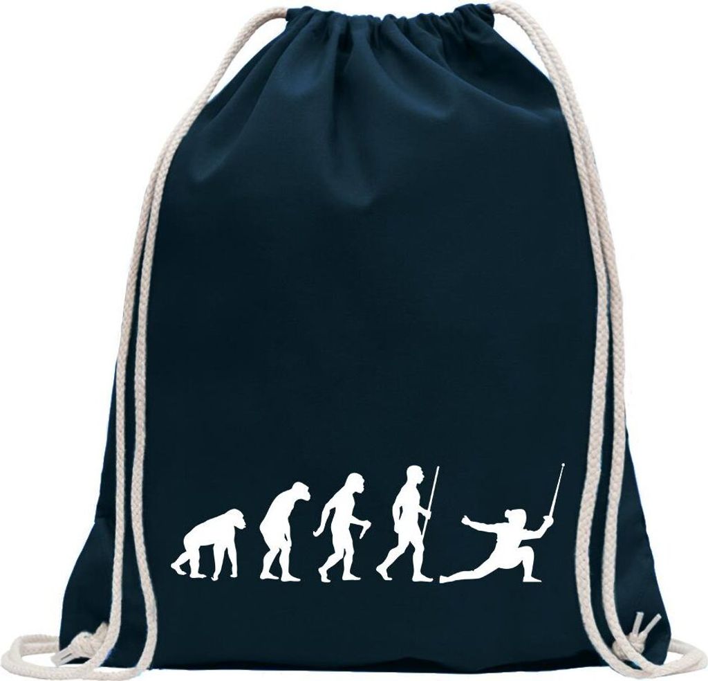 Kiwistar - Turnbeutel - dunkelblau - Fechten Degen Evolution - Fun Rucksack Sport Beutel Gymsack Baumwolle mit Ziehgurt